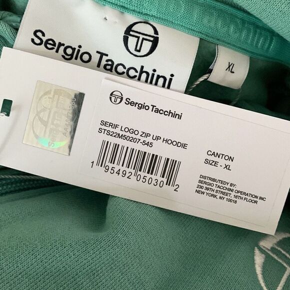 Sergio Tacchini Serif Logo zip up hoodie Canton men's size XL NEW NWT - Picture 6 of 6